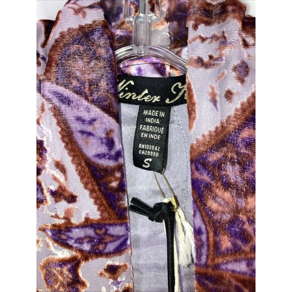 Winter Kale Cut Velvet Jasmine Silk Burnout Velvet Jacket Duster - Picture 4 of 5